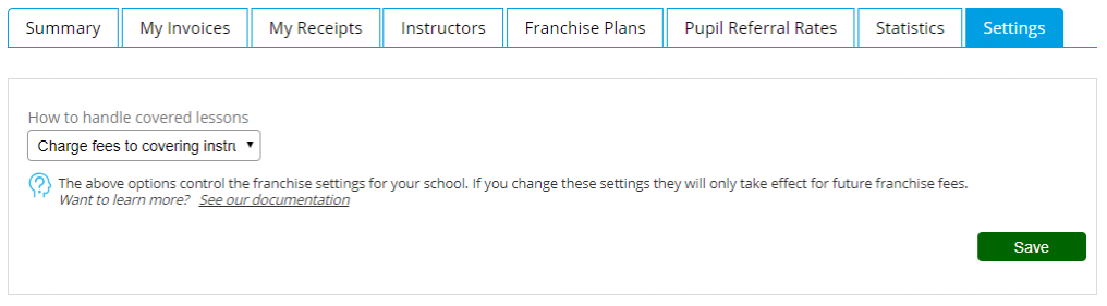 School Franchise Settings - Desktop