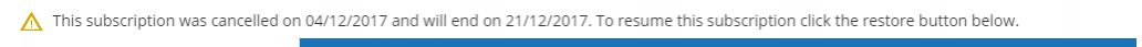 Manage Subscription - Cancelled