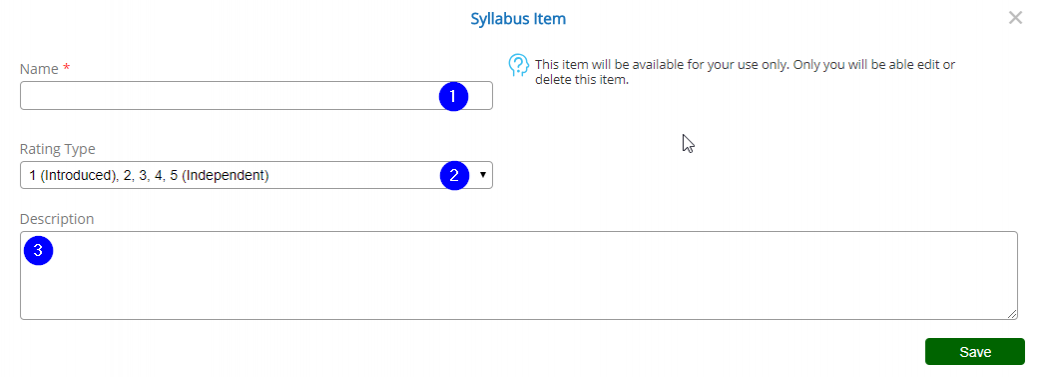 Add Syllabus Item - Desktop