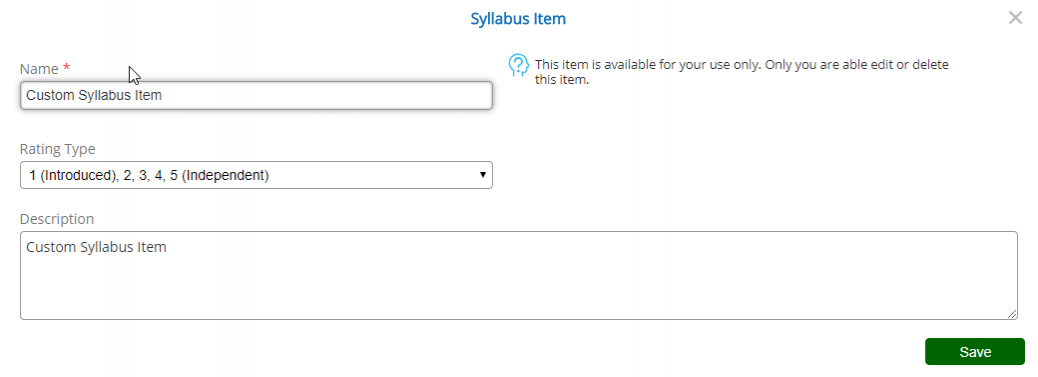 Edit Syllabus Item - Desktop