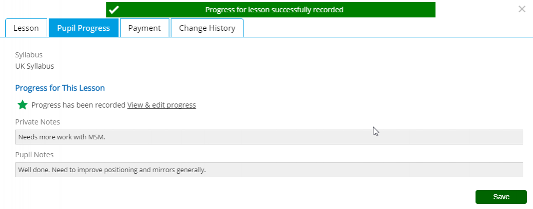 Edit Lesson Progress - Recorded - Desktop