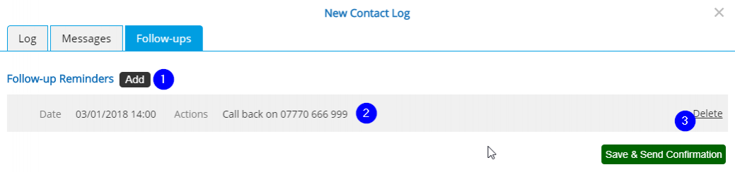 Record Contact - Follow Ups Tab - Desktop
