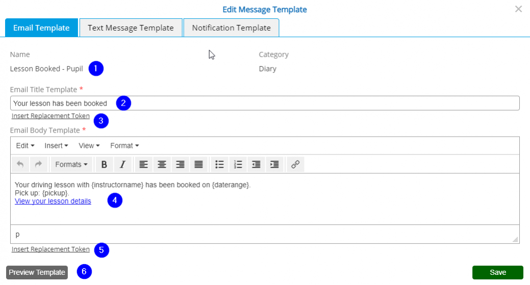 Message Template - Edit - Desktop