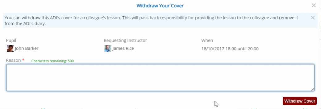Withdrawing Cover - Desktop
