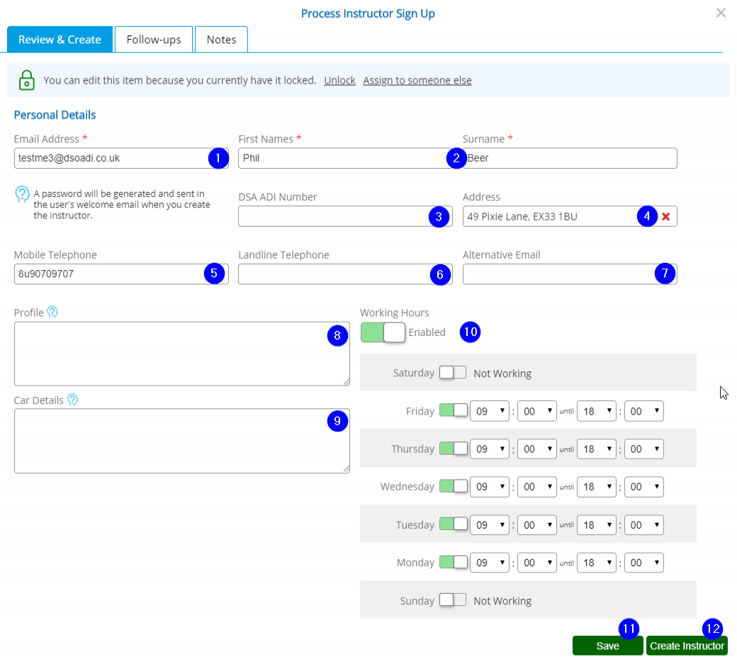 View Instructor Signup - Desktop