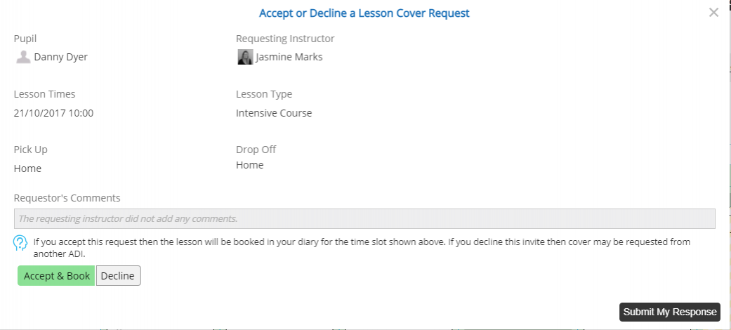Accepting/Declining a Cover Request - Desktop