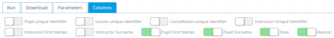 Typical Report Column Selection - Desktop