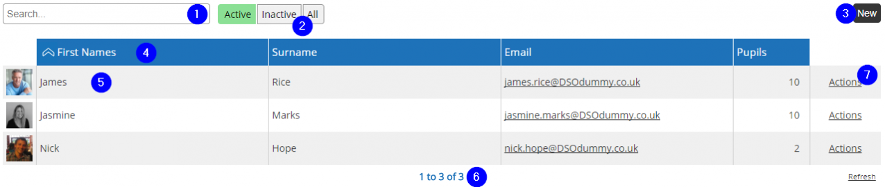 Instructor List - Desktop