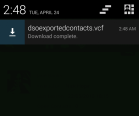 Android VCard Import - Step 2