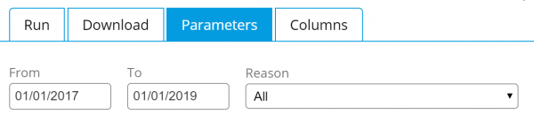 Typical Report Parameters - Desktop