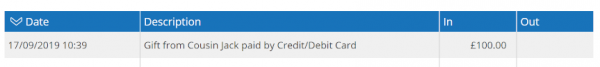 Gift Credit Entry - Desktop