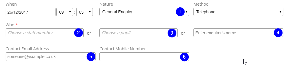 Record Contact Log - General Enquiry - Desktop