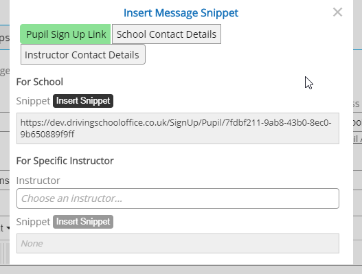 Insert Information Snippet - Popup - Desktop