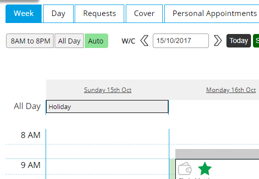 Diary - Week View - All Day Appointments - Desktop