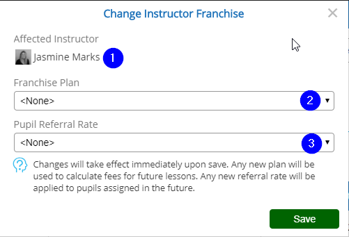 Set Plan & Rate for Instructor - Desktop