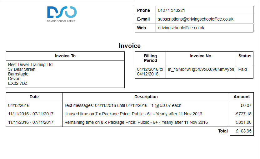 Invoice Printable View