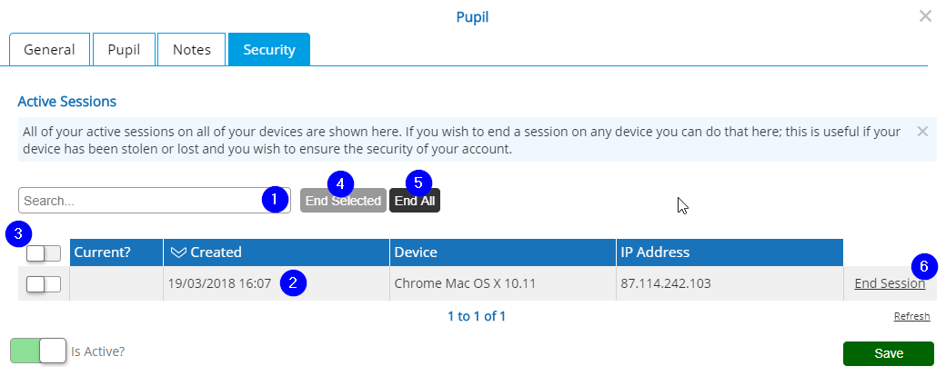 Changing Staff Member - Security Tab - Desktop