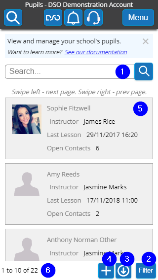 Pupil List - Mobile