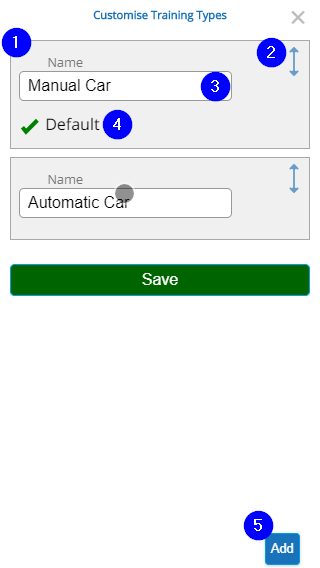 Customise Training Types - Mobile