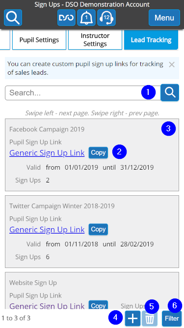 Lead Tracking List - Mobile