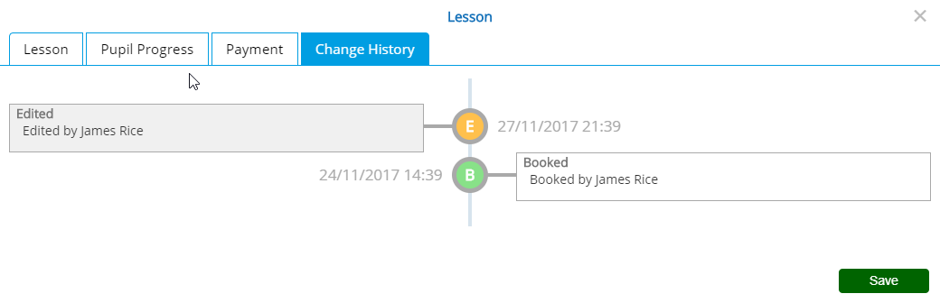 Edit Lesson History - Desktop