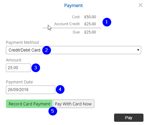 Payments - Add a Charge Payment - Desktop