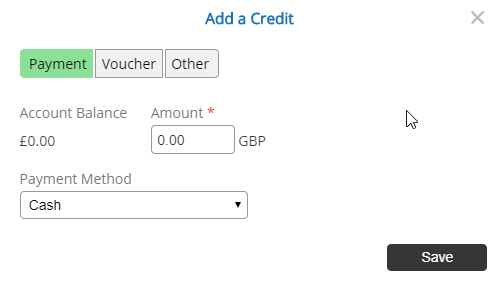 Payments - Add a Credit to a Pupils Account - Desktop