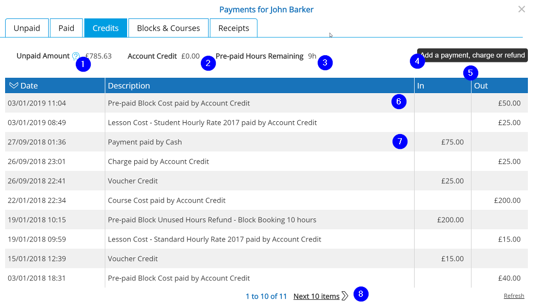 Payment Summary - Credits - Desktop