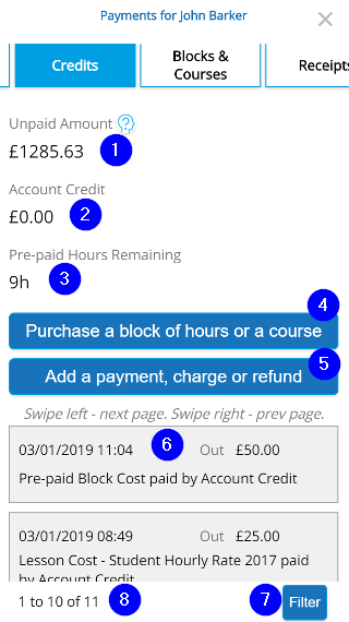 Payment Summary - Credits - Mobile