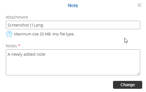Edit Newly Added Note - Popup - Desktop