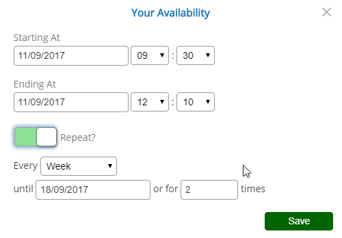 Indicate Availability - Desktop