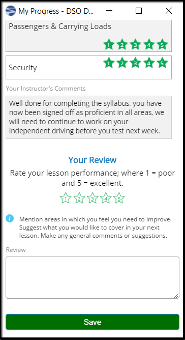 Lesson Progress & Review - Mobile
