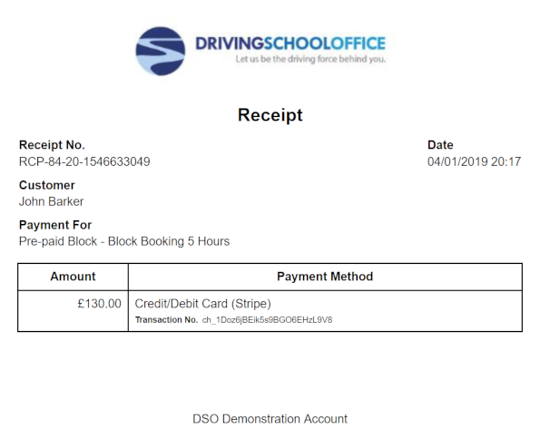 Receipt - Printable View