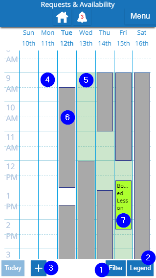 Live Diary for Requesting Lessons - Mobile