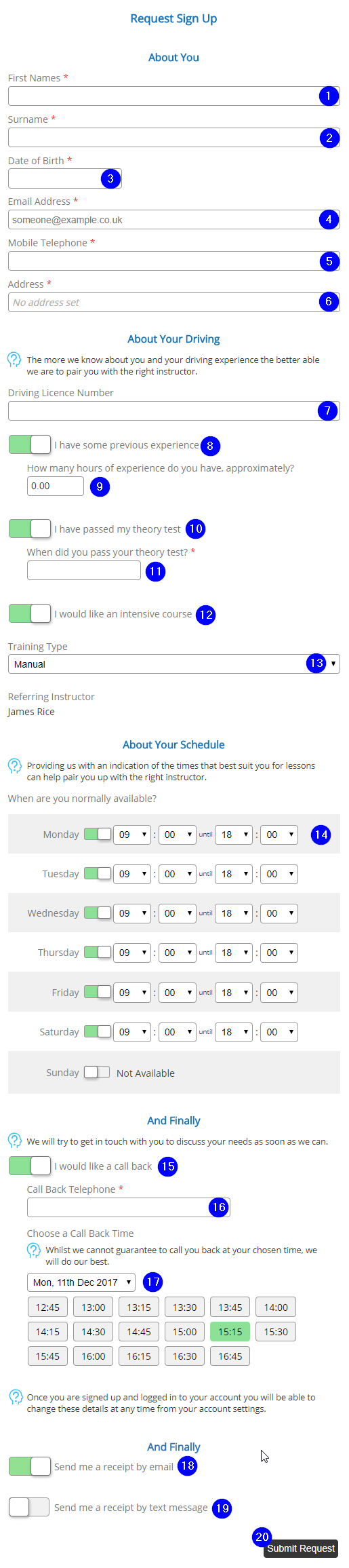 Pupil Sign Up - Pupil Experience - Desktop