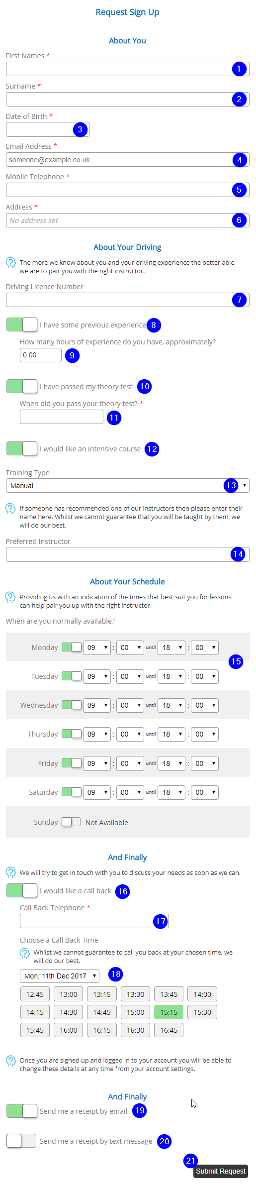 Pupil Sign Up - Pupil Experience - Desktop