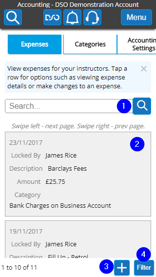 Expenses List - Mobile