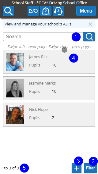 Instructor List - Mobile